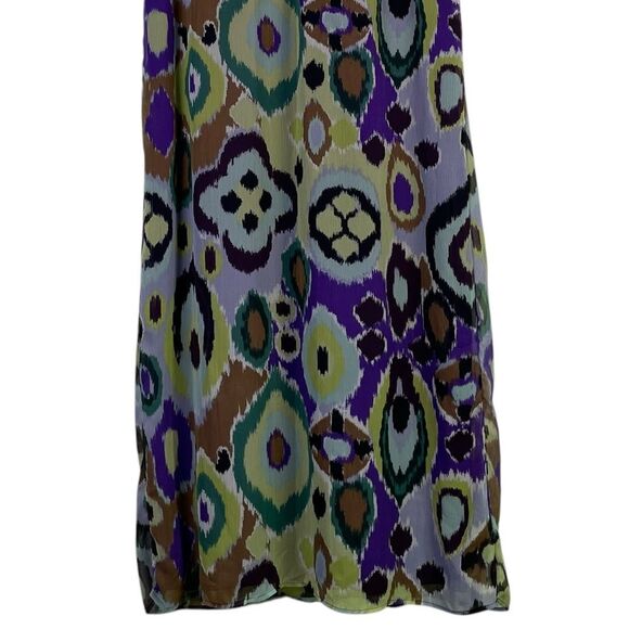Chico's Chelsea Crinkle Chiffon Maxi Dress Size 3 / XL NEW Purple Ikat Print - Picture 7 of 8